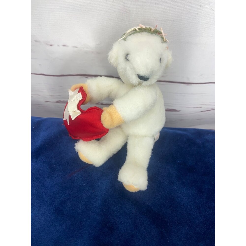 North American Bear Co. White‎ Holding Heart Bear 1982 Vintage 7 Inch